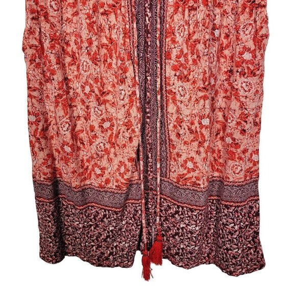 Lucky Brand Women's Viscose Patterned Adjustable Waist Boho Red Dress Size 1X - Picture 7 of 14